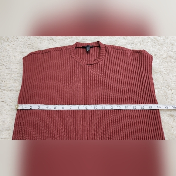 EILEEN FISHER Textured Stretch Rib Crew Neck Dress Boxy Knee Length Rust Medium - Picture 6 of 10